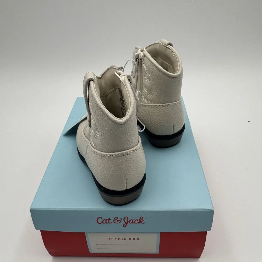 Cat & Jack Addie Western Boots Toddler Girls 5 Cream NWT